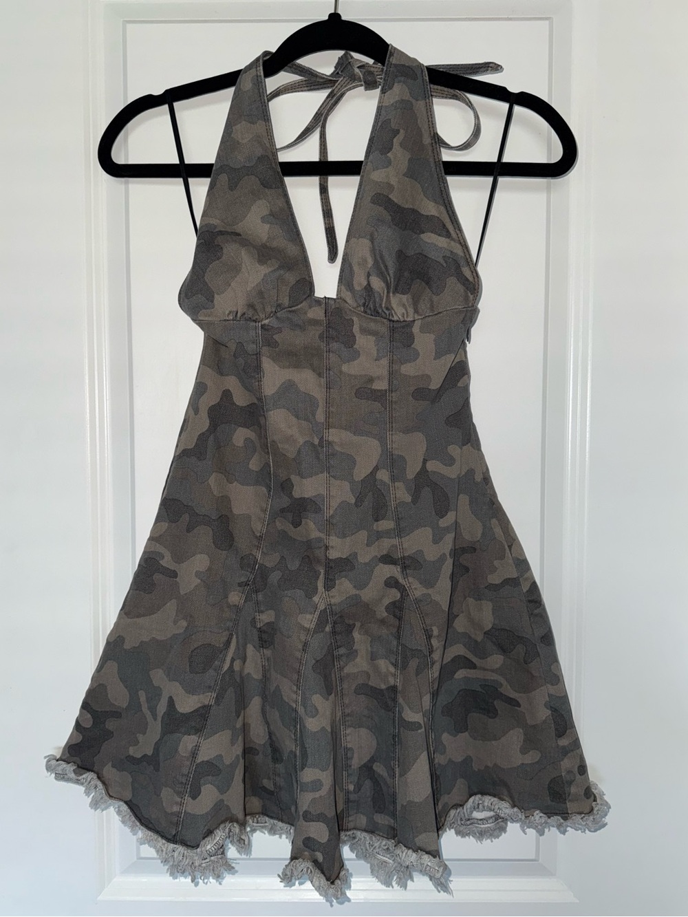 Urban Outfitters Olive Green Camo Halter Dress